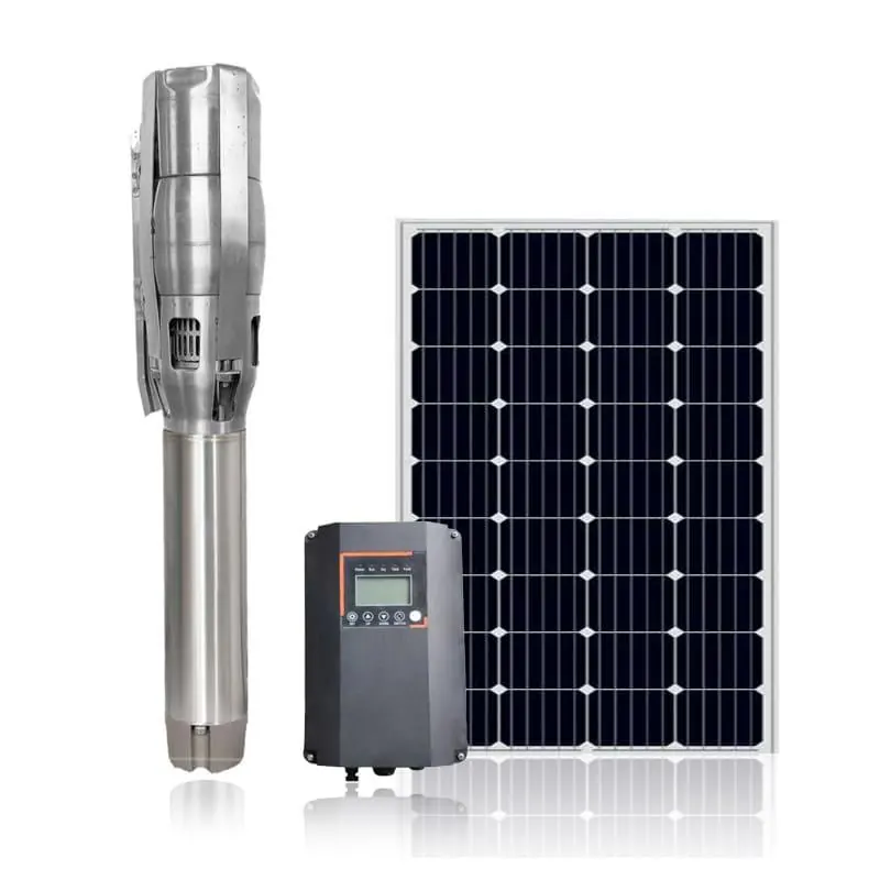 Solar submersible pump with controller and solar panel